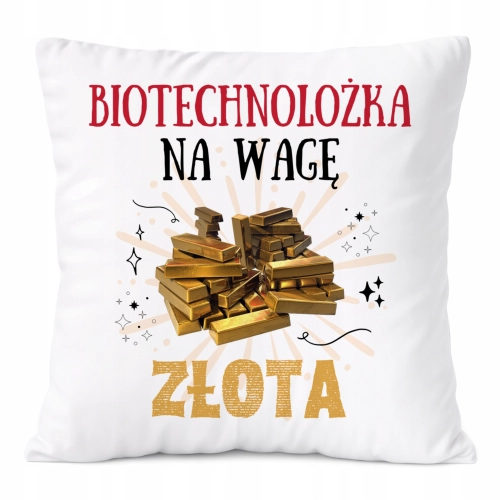 Poduszka Dla Biotechnolożki na Prezent z Nadrukiem ze Zdjęciem Biała