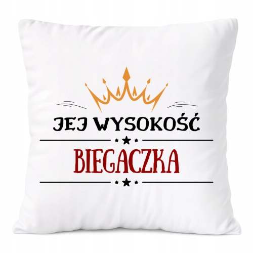 Poduszka Dla Biegaczki na Prezent z Nadrukiem ze Zdjęciem Biała PoliDraw