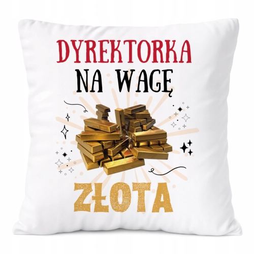 Poduszka Dla Dyrektorki na Prezent z Nadrukiem ze Zdjęciem Biała PoliDraw