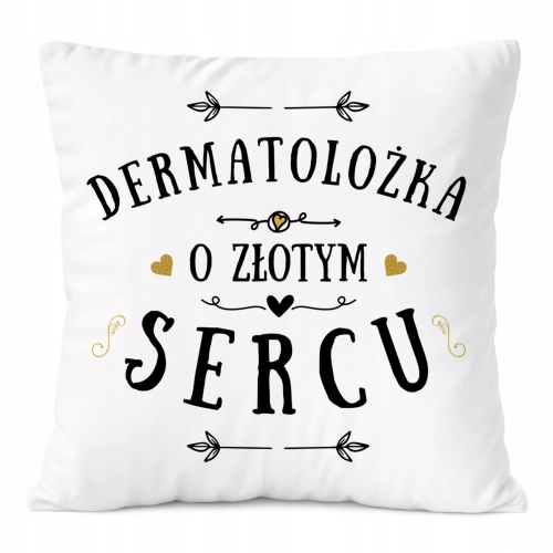 Poduszka Dla Dermatolożki na Prezent z Nadrukiem ze Zdjęciem Biała PoliDraw