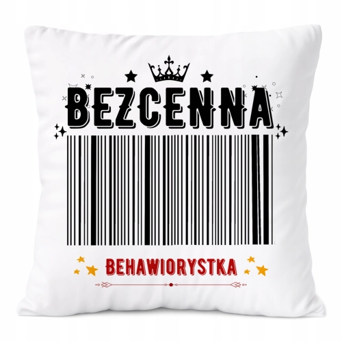 Poduszka Dla Behawiorystki na Prezent z Nadrukiem ze Zdjęciem Biała