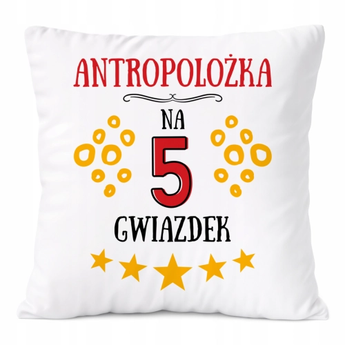 Poduszka Dla Antropolożki na Prezent z Nadrukiem ze Zdjęciem Biała PoliDraw
