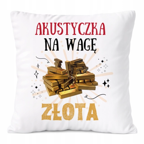 Poduszka Dla Akustyczki na Prezent z Nadrukiem ze Zdjęciem Biała PoliDraw