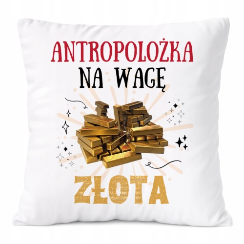 Poduszka Dla Antropolożki na Prezent z Nadrukiem ze Zdjęciem Biała PoliDraw