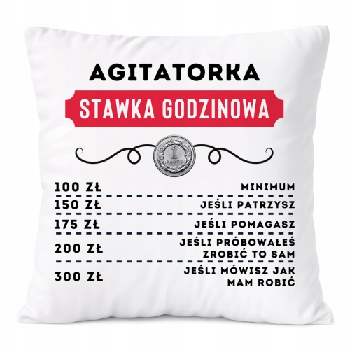 Poduszka Dla Agitatorki na Prezent z Nadrukiem ze Zdjęciem Biała PoliDraw