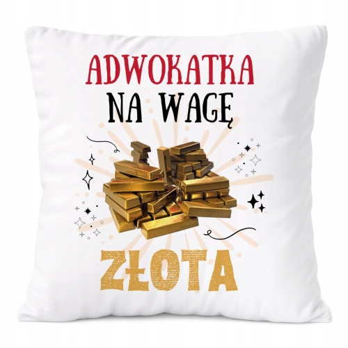 Poduszka Dla Adwokatki na Prezent z Nadrukiem ze Zdjęciem Biała PoliDraw