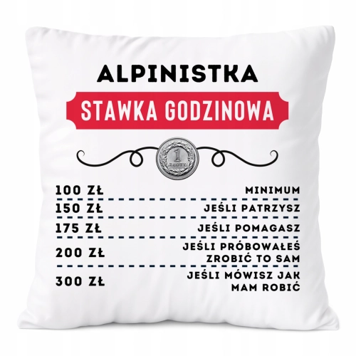 Poduszka Dla Alpinistki na Prezent z Nadrukiem ze Zdjęciem Biała PoliDraw
