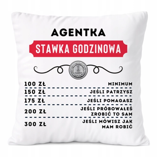 Poduszka Dla Agentki na Prezent z Nadrukiem ze Zdjęciem Biała PoliDraw