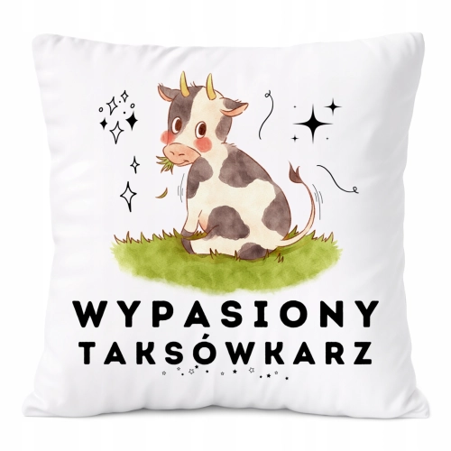 Poduszka Dla Taksówkarza na Prezent z Nadrukiem ze Zdjęciem Biała PoliDraw