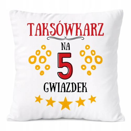 Poduszka Dla Taksówkarza na Prezent z Nadrukiem ze Zdjęciem Biała PoliDraw