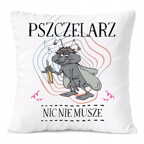 Poduszka Dla Pszczelarza na Prezent z Nadrukiem ze Zdjęciem Biała PoliDraw