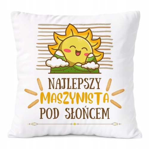 Poduszka Dla Maszynisty na Prezent z Nadrukiem ze Zdjęciem Biała PoliDraw