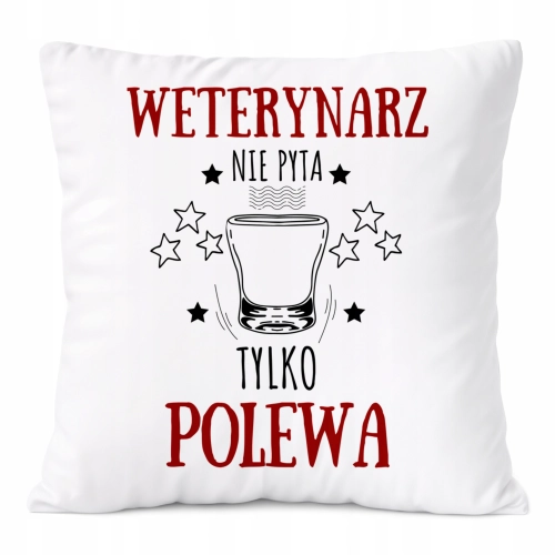 Poduszka Dla Weterynarza na Prezent z Nadrukiem ze Zdjęciem Biała PoliDraw