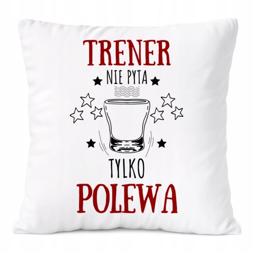 Poduszka Dla Trenera na Prezent z Nadrukiem ze Zdjęciem Biała PoliDraw