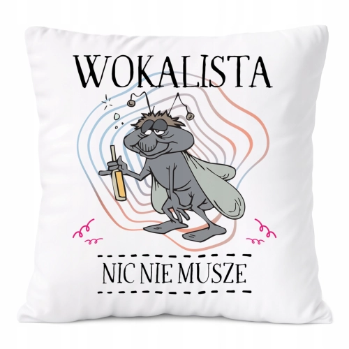Poduszka Dla Wokalisty na Prezent z Nadrukiem ze Zdjęciem Biała PoliDraw