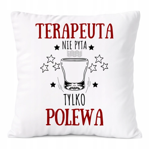 Poduszka Dla Terapeuty na Prezent z Nadrukiem ze Zdjęciem Biała PoliDraw