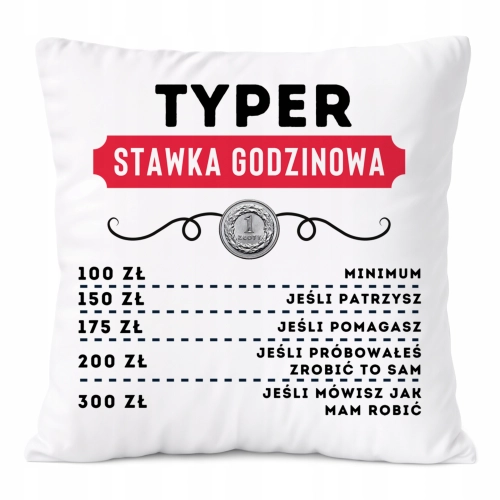 Poduszka Dla Typera na Prezent z Nadrukiem ze Zdjęciem Biała PoliDraw