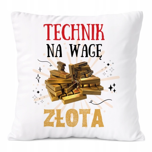 Poduszka Dla Technika na Prezent z Nadrukiem ze Zdjęciem Biała PoliDraw