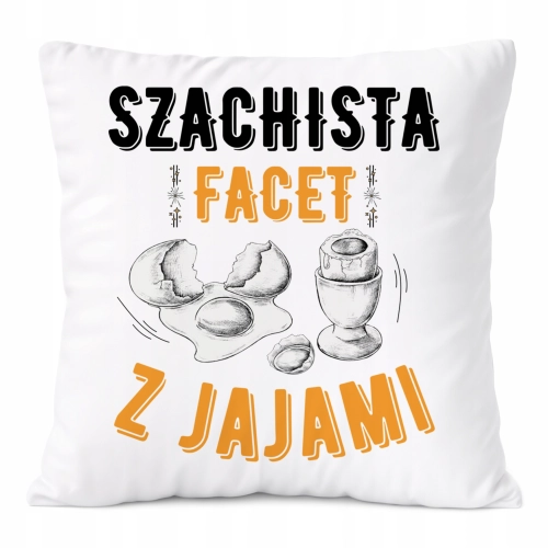 Poduszka Dla Szachisty na Prezent z Nadrukiem ze Zdjęciem Biała PoliDraw
