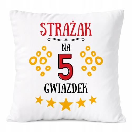 Poduszka Dla Strażaka na Prezent z Nadrukiem ze Zdjęciem Biała PoliDraw