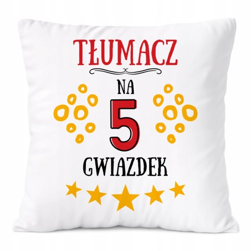 Poduszka Dla Tłumacza na Prezent z Nadrukiem ze Zdjęciem Biała PoliDraw