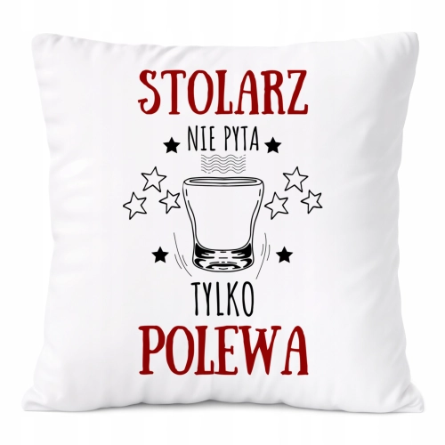 Poduszka Dla Stolarza na Prezent z Nadrukiem ze Zdjęciem Biała PoliDraw