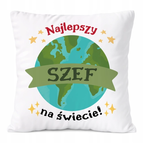 Poduszka Dla Szefa na Prezent z Nadrukiem ze Zdjęciem Biała PoliDraw
