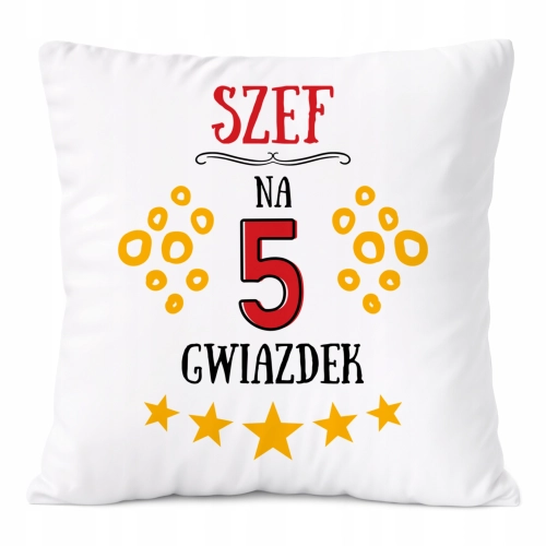 Poduszka Dla Szefa na Prezent z Nadrukiem ze Zdjęciem Biała PoliDraw