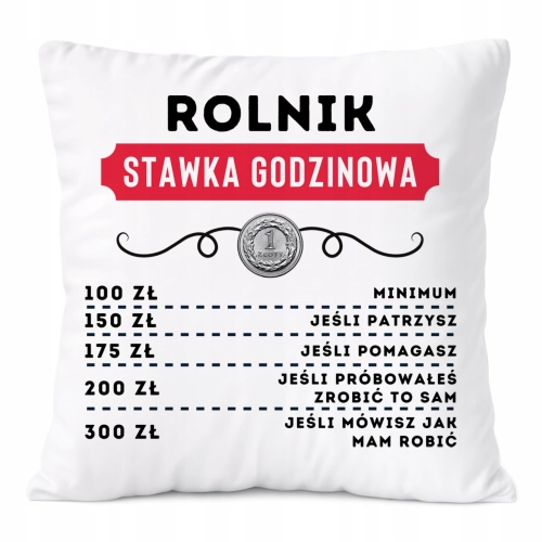 Poduszka Dla Rolnika na Prezent z Nadrukiem ze Zdjęciem Biała PoliDraw