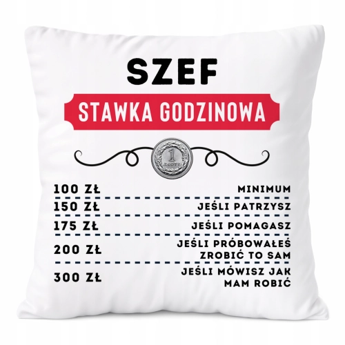Poduszka Dla Szefa na Prezent z Nadrukiem ze Zdjęciem Biała PoliDraw