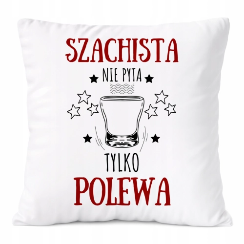 Poduszka Dla Szachisty na Prezent z Nadrukiem ze Zdjęciem Biała PoliDraw