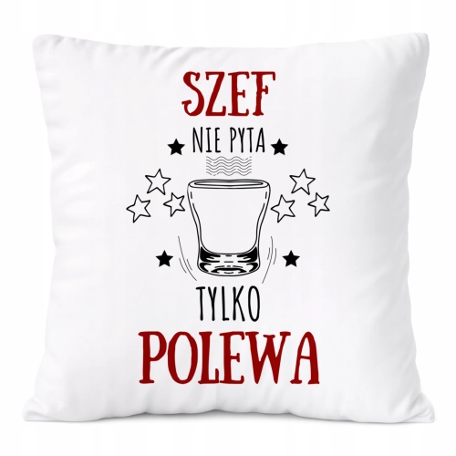 Poduszka Dla Szefa na Prezent z Nadrukiem ze Zdjęciem Biała PoliDraw