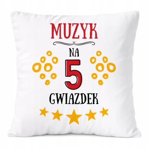 Poduszka Dla Muzyka na Prezent z Nadrukiem ze Zdjęciem Biała PoliDraw