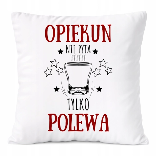 Poduszka Dla Opiekuna na Prezent z Nadrukiem ze Zdjęciem Biała PoliDraw