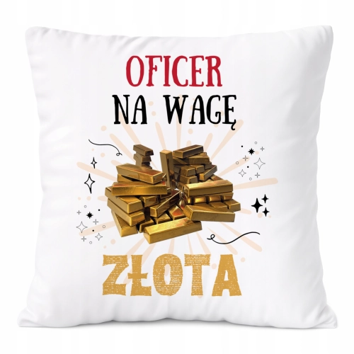 Poduszka Dla Oficera na Prezent z Nadrukiem ze Zdjęciem Biała PoliDraw