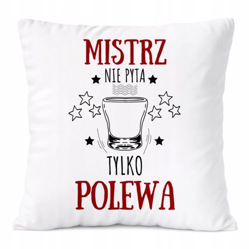 Poduszka Dla Mistrza na Prezent z Nadrukiem ze Zdjęciem Biała PoliDraw