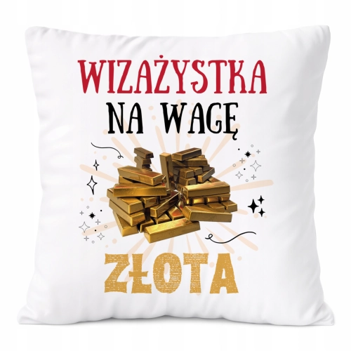 Poduszka Dla Wizażystki na Prezent z Nadrukiem ze Zdjęciem Biała PoliDraw
