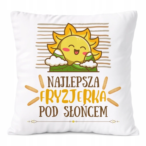 Poduszka Dla Fryzjerki na Prezent z Nadrukiem ze Zdjęciem Biała PoliDraw