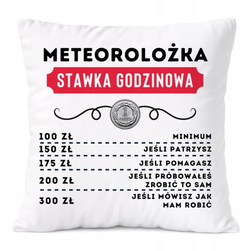 Poduszka Dla Meteorolożki na Prezent z Nadrukiem ze Zdjęciem Biała PoliDraw