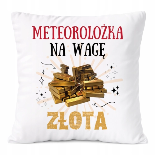 Poduszka Dla Meteorolożki na Prezent z Nadrukiem ze Zdjęciem Biała PoliDraw