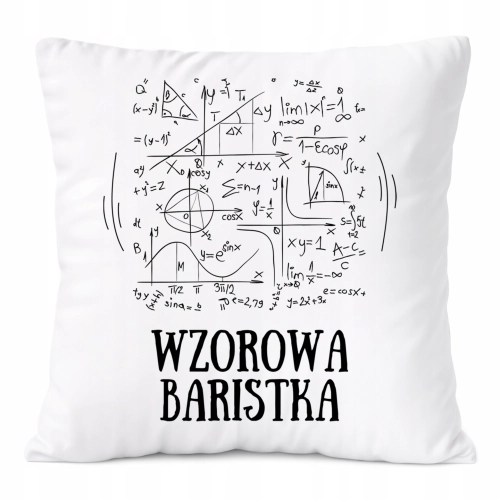 Poduszka Dla Baristki na Prezent z Nadrukiem ze Zdjęciem Biała PoliDraw