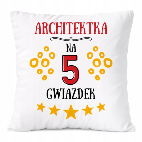 Poduszka Dla Architektki na Prezent z Nadrukiem ze Zdjęciem Biała PoliDraw