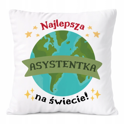 Poduszka Dla Asystentki na Prezent z Nadrukiem ze Zdjęciem Biała PoliDraw