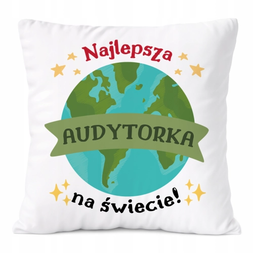 Poduszka Dla Audytorki na Prezent z Nadrukiem ze Zdjęciem Biała PoliDraw