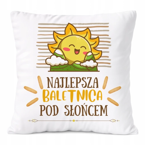 Poduszka Dla Baletnicy na Prezent z Nadrukiem ze Zdjęciem Biała PoliDraw