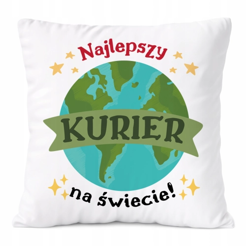 Poduszka Dla Kuriera na Prezent z Nadrukiem ze Zdjęciem Biała PoliDraw