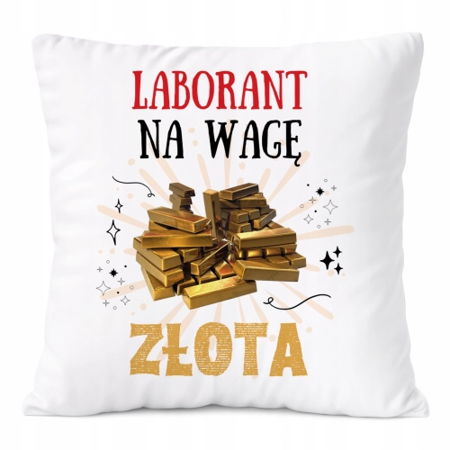 Poduszka Dla Laboranta na Prezent z Nadrukiem ze Zdjęciem Biała PoliDraw