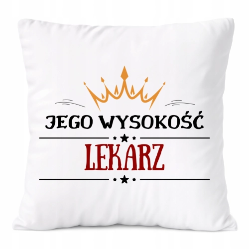 Poduszka Dla Lekarza na Prezent z Nadrukiem ze Zdjęciem Biała PoliDraw