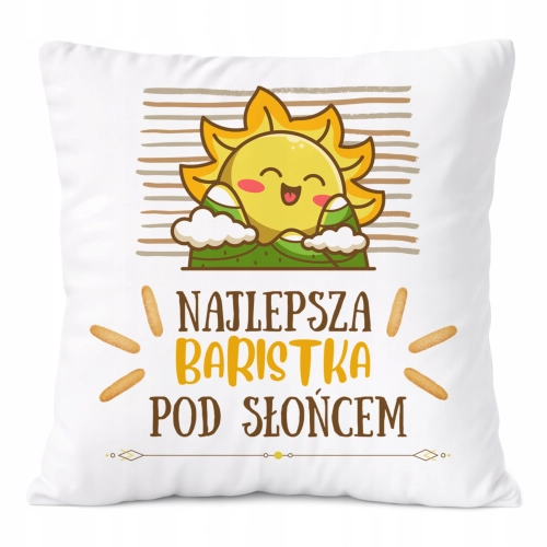 Poduszka Dla Baristki na Prezent z Nadrukiem ze Zdjęciem Biała PoliDraw