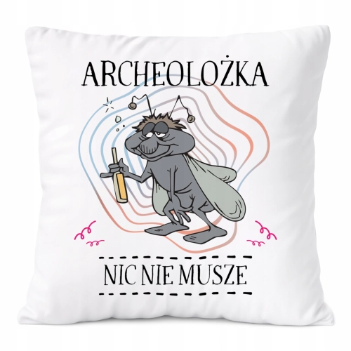 Poduszka Dla Archeolożki na Prezent z Nadrukiem ze Zdjęciem Biała PoliDraw